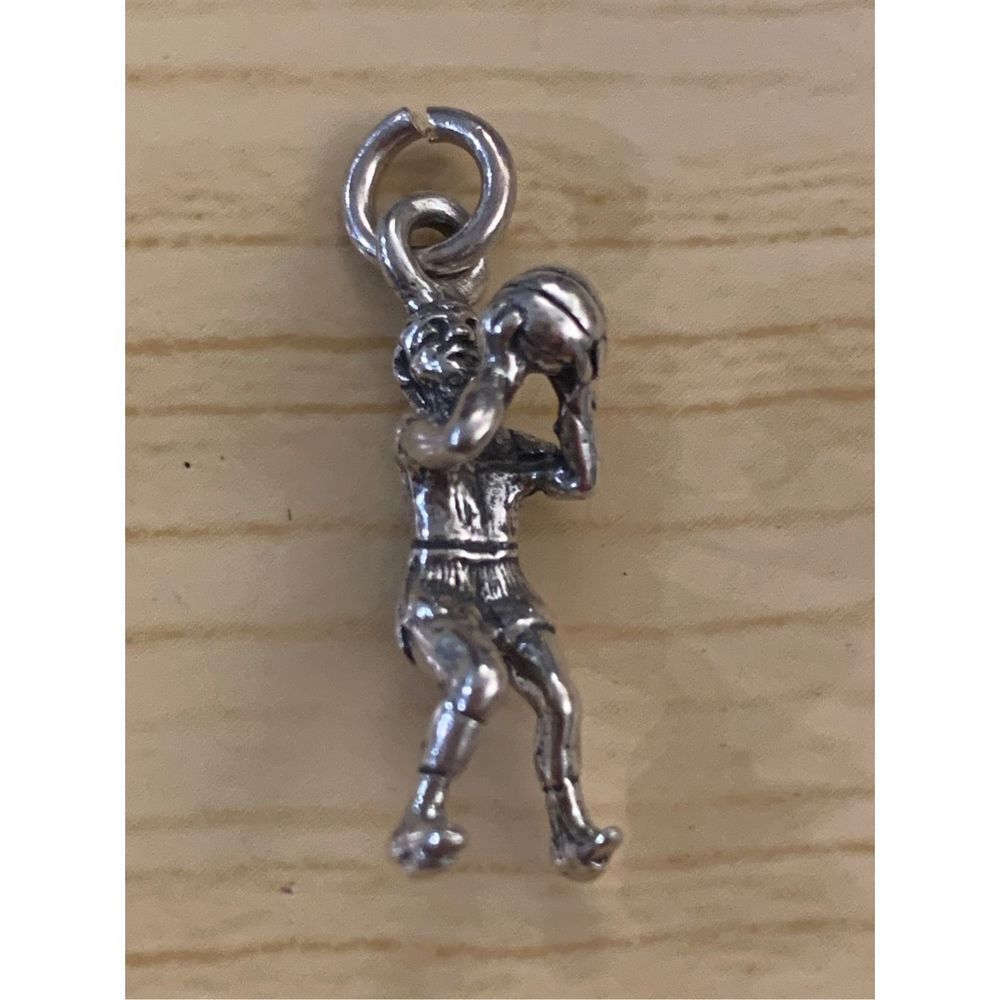 .925 Basketball Player Sterling Silver Jewelry Charm #sports